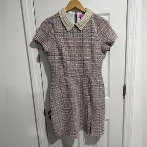 Tweed Dress with Pearl Collar